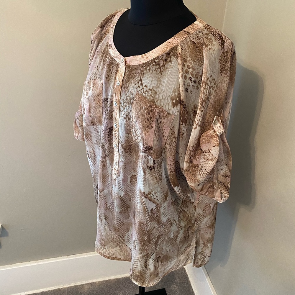 Blush & Neutral Sheer Python Print Flowy Tunic 1/… - image 2